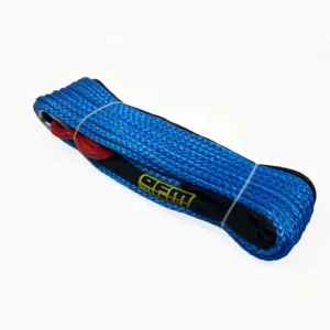 OFM4X4 Blue synthetic plasma winch rope with hook 10mm x 28m