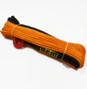 OFM4X4 Corde de treuil plasma synthétique orange avec crochet 8mm x 28m