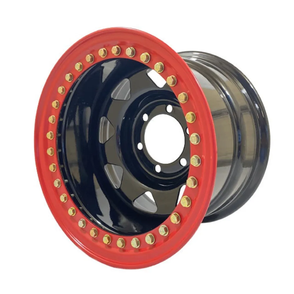 Roue en acier 15x8 ET -35 6x139.7 CB 110 avec Beadlock pour Nissan Patrol, Mitsubishi Pajero, Toyota Land Cruiser Off-Road Steel Wheel 15x8J 6x139.7 ET-35 CB110 Beadlock - Nissan Patrol, Mitsubishi Pajero and more - Image 1