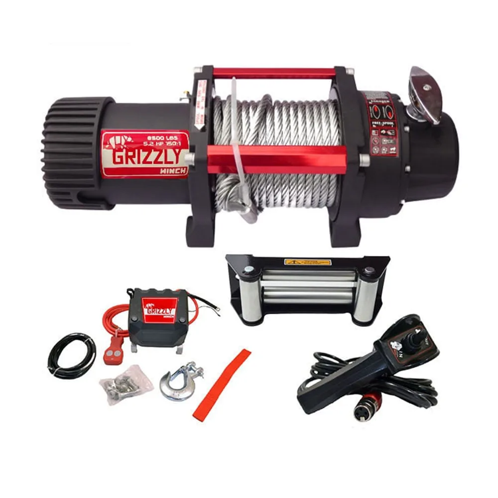 Grizzly Winch Electric 8.500 lbs 150.1 with Steel Cable Grizzly Electric Winch 8,500 lbs 12V 150:1 - Steel Cable - Image 1