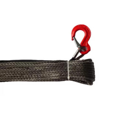 OFM4X4 Gray synthetic plasma winch rope with hook 6mm x 28m 2