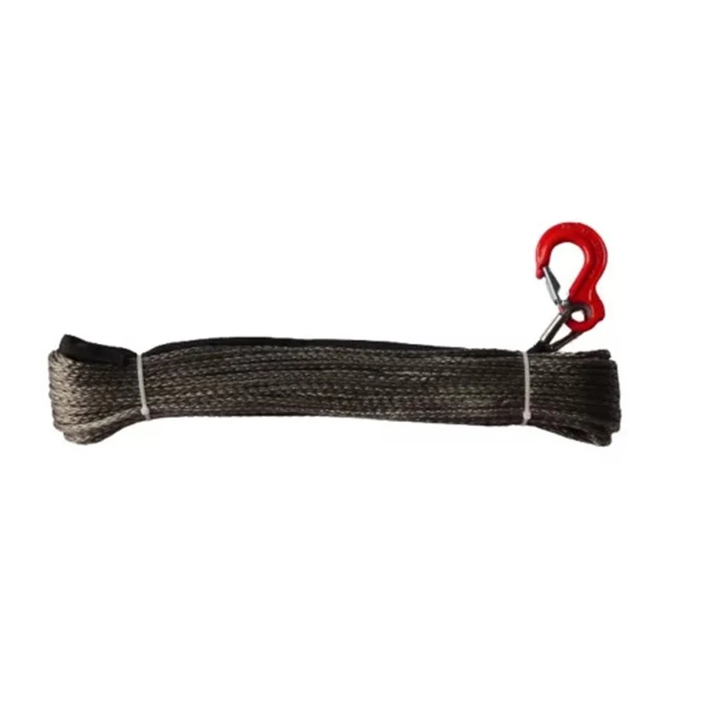 OFM4X4 Gray synthetic plasma winch rope with hook 6mm x 28m OFM4X4 Synthetic Winch Rope 6mm x 28m with Hook - Gray, 3200 kg - Image 1