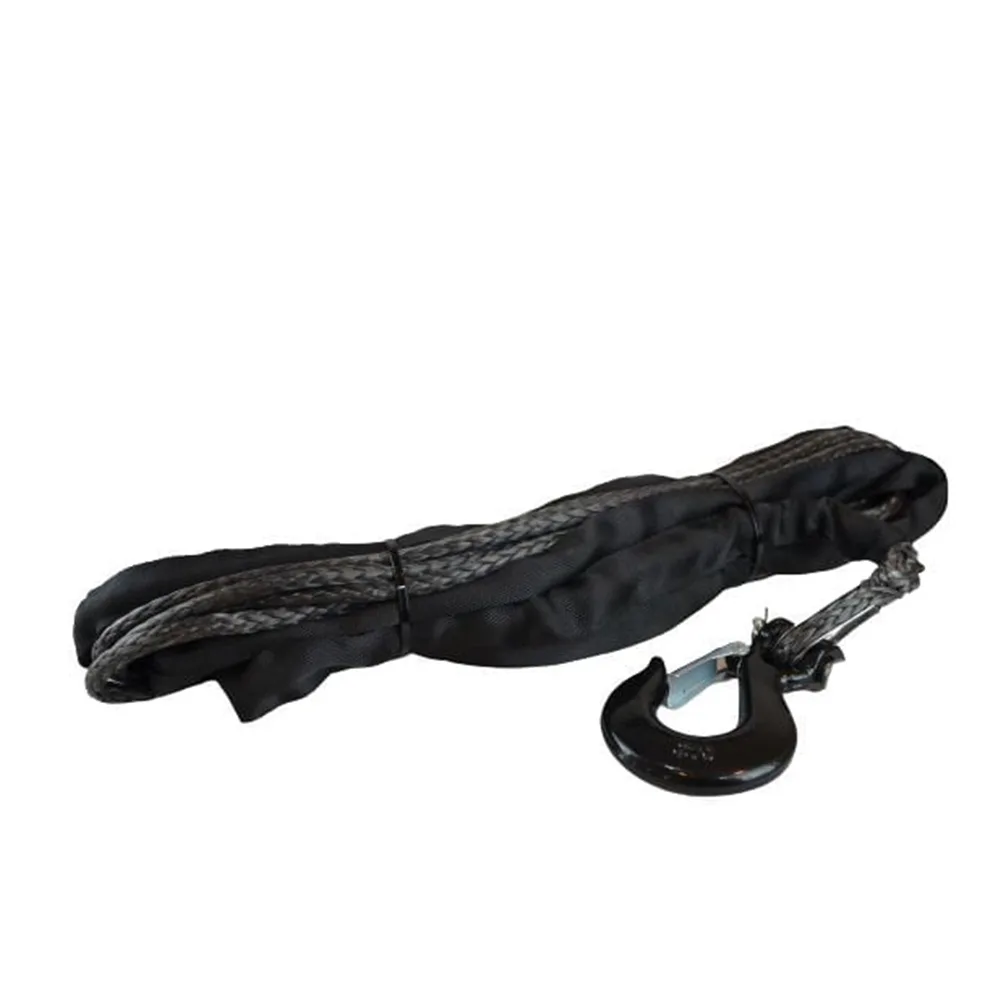 OFM4X4 Câble de treuil plasma synthétique gris avec crochet 8mm x 18m OFM4X4 Synthetic Winch Rope 8mm x 18m with Hook - Gray, 5500 kg - Image 1