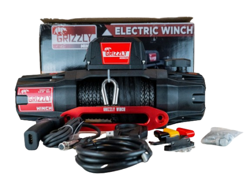 Troliu electric auto 13500lbs 150:1 Grizzly Winch cu cablu sintetic