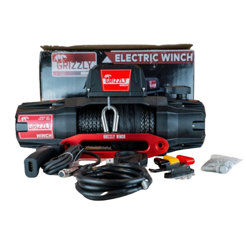 Troliu electric auto 13500lbs 150:1 Grizzly Winch cu cablu sintetic