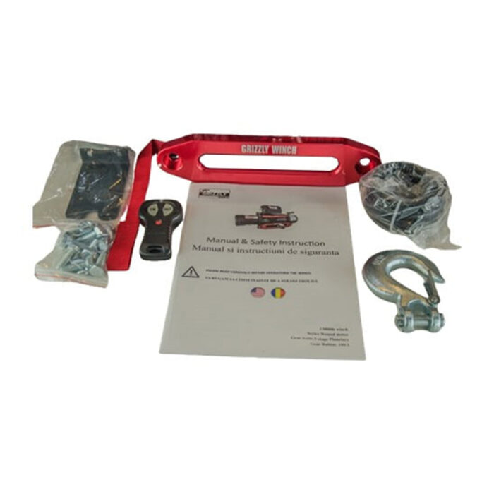 Grizzly Electric Winch 13,000 lbs 12V 180:1 - Synthetic Rope - Image 3